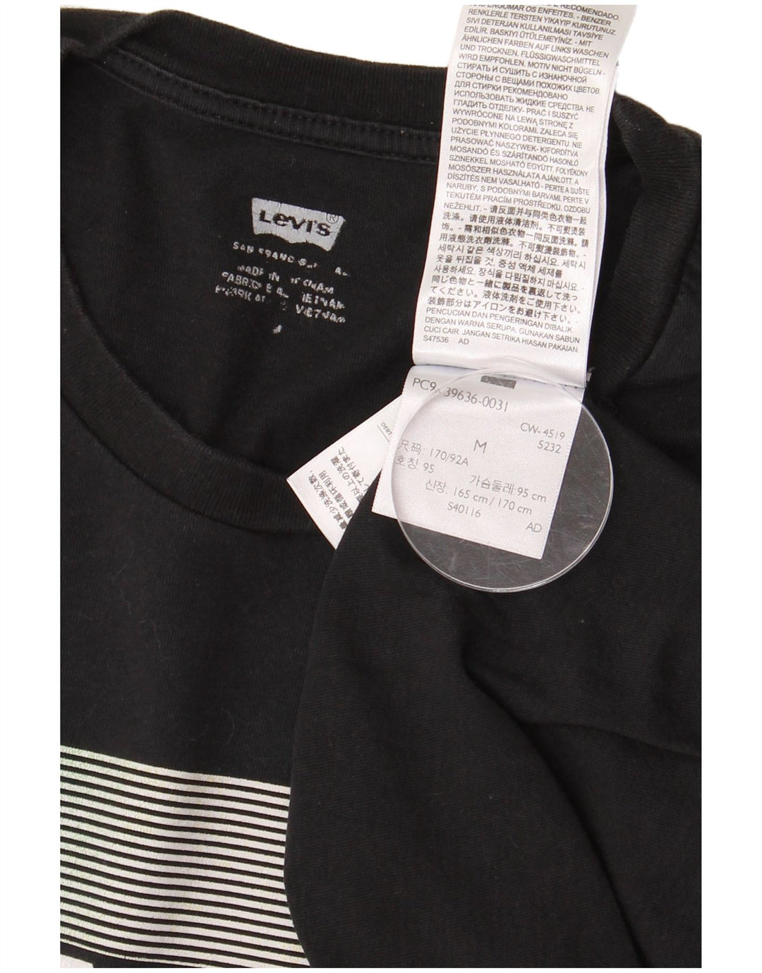 Levi's Camiseta gráfica para hombre Top Medium Black Cotton