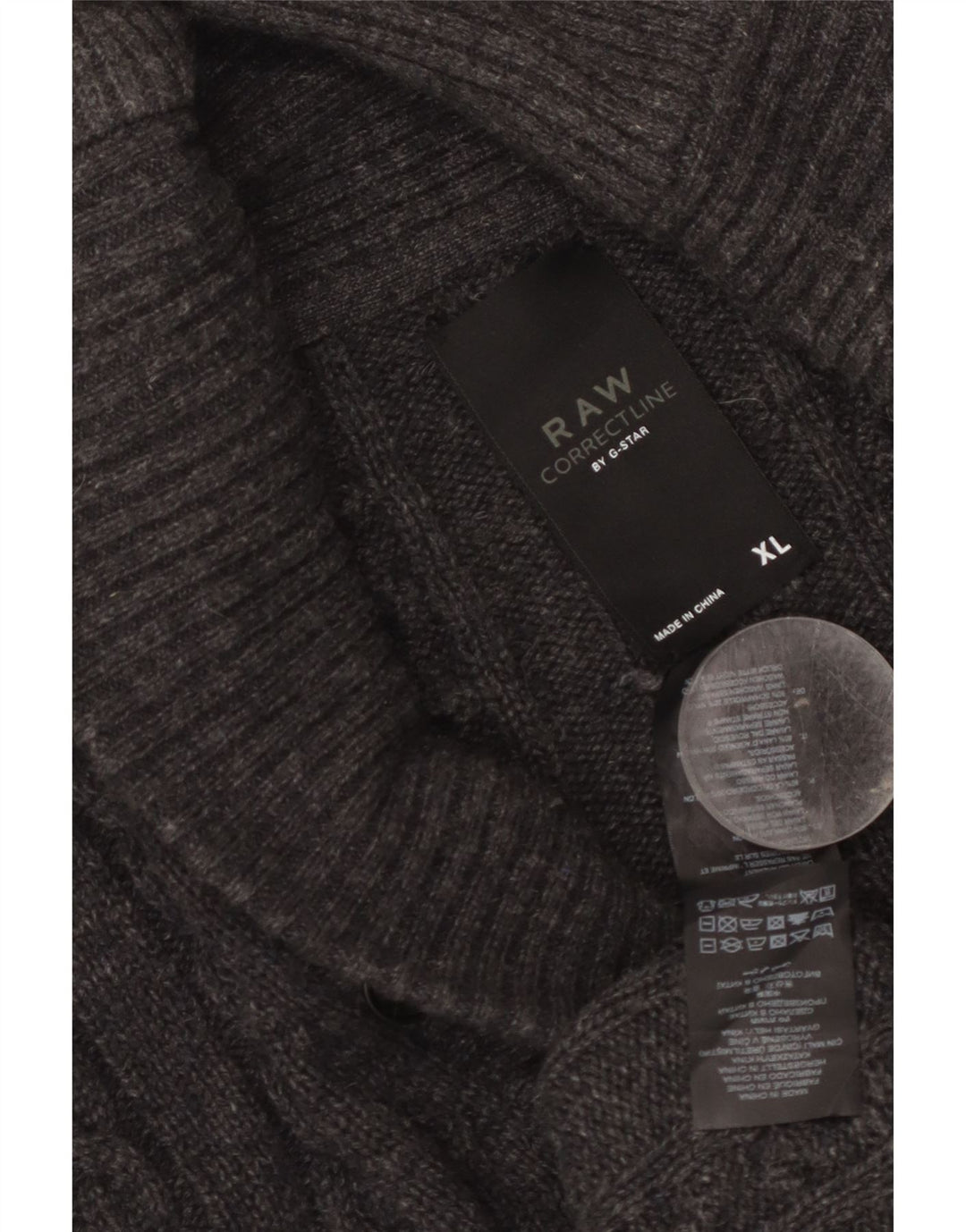 G-Star Suéter tipo cárdigan para hombre XL Lana de cordero gris