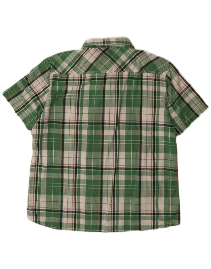 Weird Fish Camisa de manga corta para hombre XL Algodón a cuadros verde