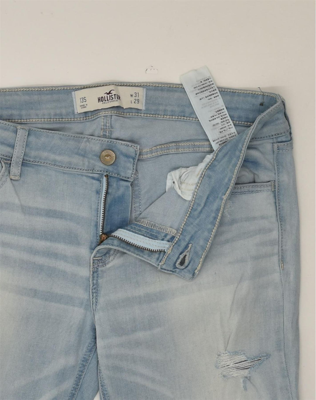 HOLLISTER Womens Distressed Skinny Jeans W31 L29 Blue Cotton | Vintage Hollister | Thrift | Second-Hand Hollister | Used Clothing | Messina Hembry 