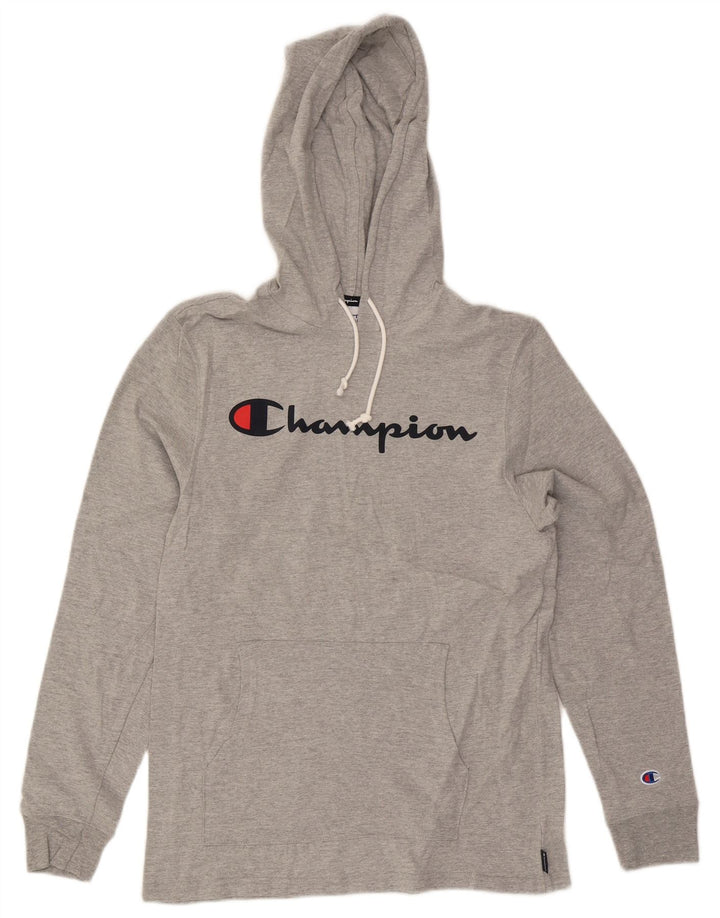 Champion Sudadera Con Capucha Gráfica De Algodón Gris Medio Moteado