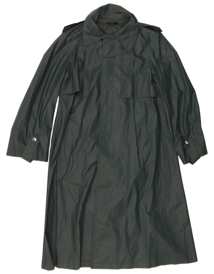 AQUARAMA Womens Trench Coat UK 14 Medium Green Polyester