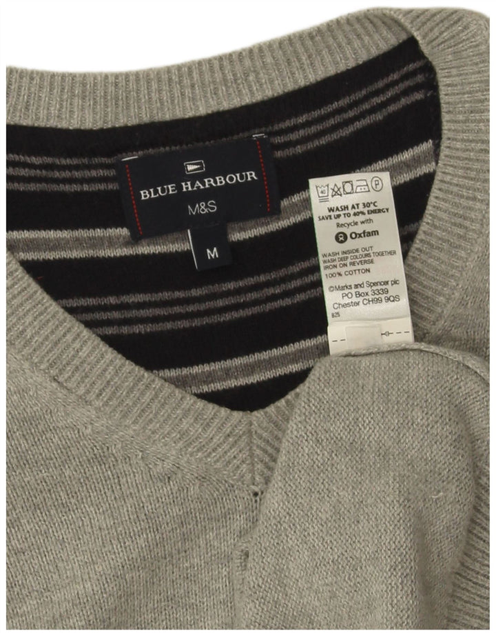 Jersey tipo jersey con cuello en V en color azul Harbor de Marks & Spencer para hombre, color gris medio moteado