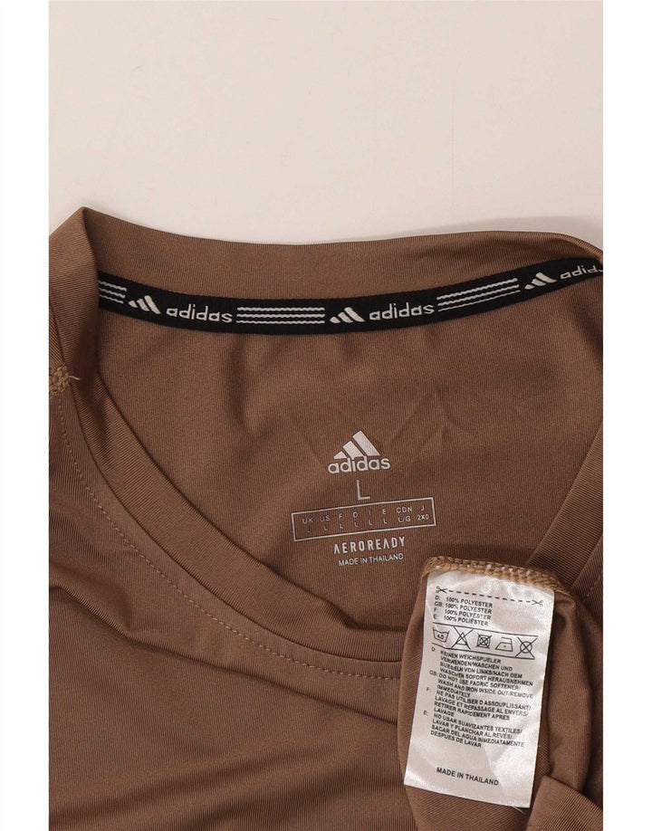 Adidas - Camiseta gráfica Aeroready para hombre, talla grande, poliéster marrón