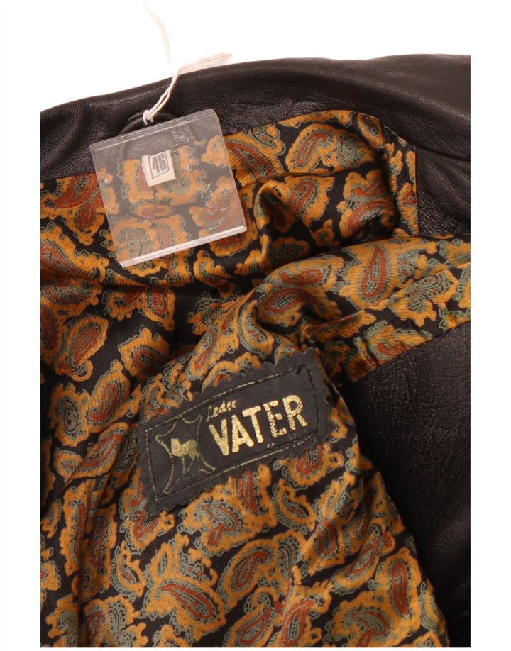 Chaqueta de cuero vintage para hombre IT 46 cuero negro pequeño