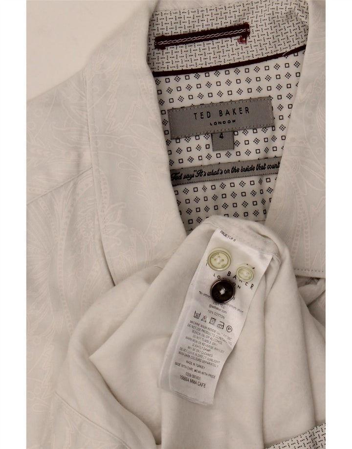 Ted Baker Camisa para hombre Talla 4 Grande Algodón Paisley blanco