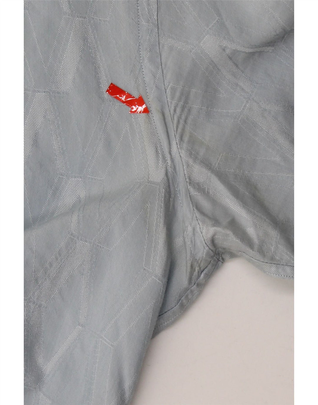 Versace Camisa Manga Corta Hombre Talla 40 15 3/4 Medio Azul Geométrico