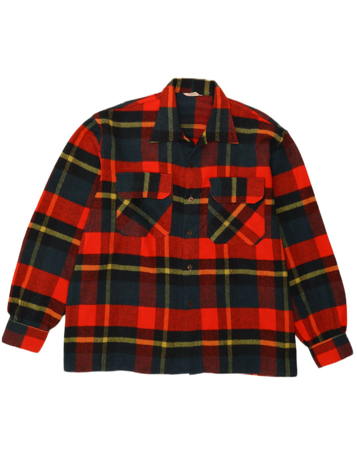 Vintage hombres sobrecamisa franela camisa 2XL cuadros rojos