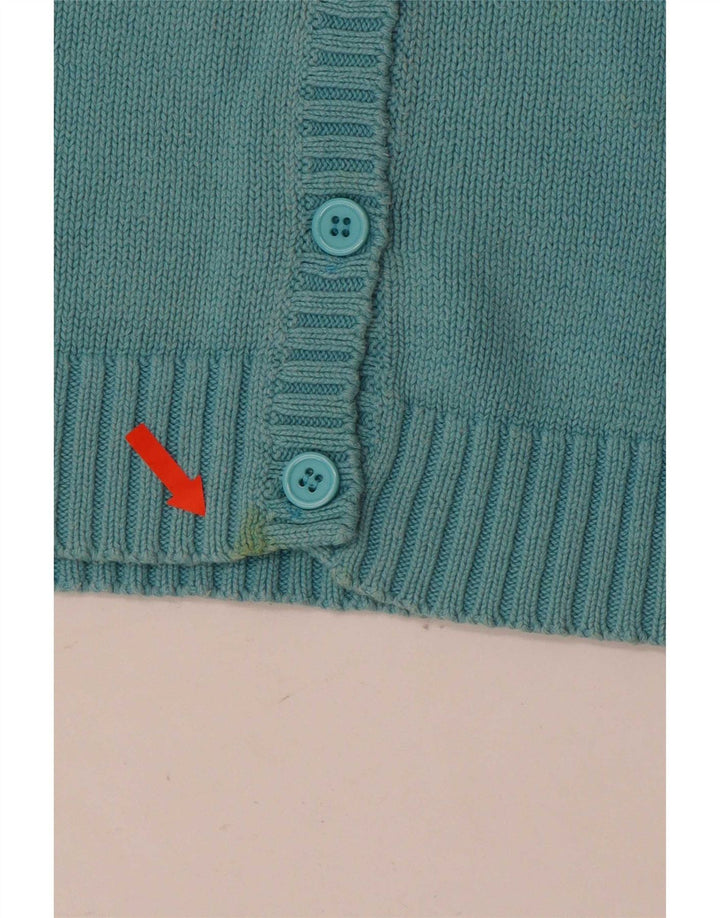Zara Mujer Cárdigan Suéter UK 12 Algodón Azul Medio