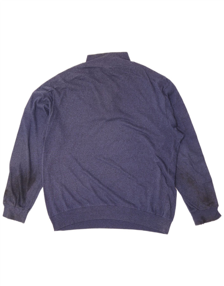 Asics Hombre Graphic Zip Neck Sudadera Jumper Large Azul Colorblock