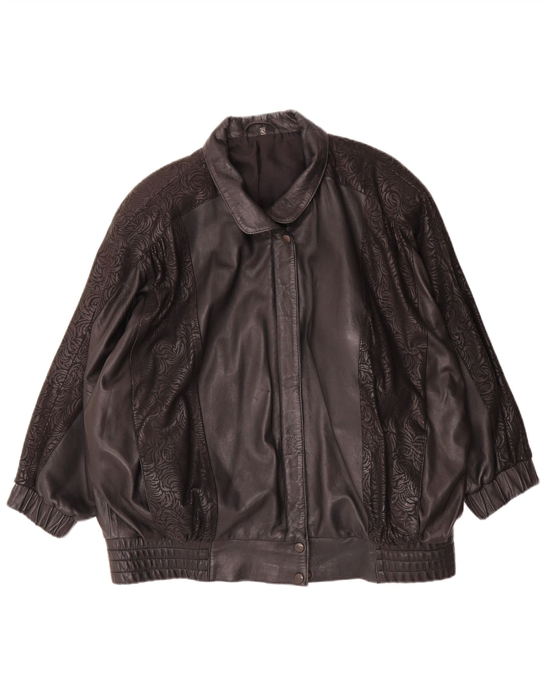 Vintage mujer chaqueta de cuero de gran tamaño IT 42 Medio Negro Geométrico