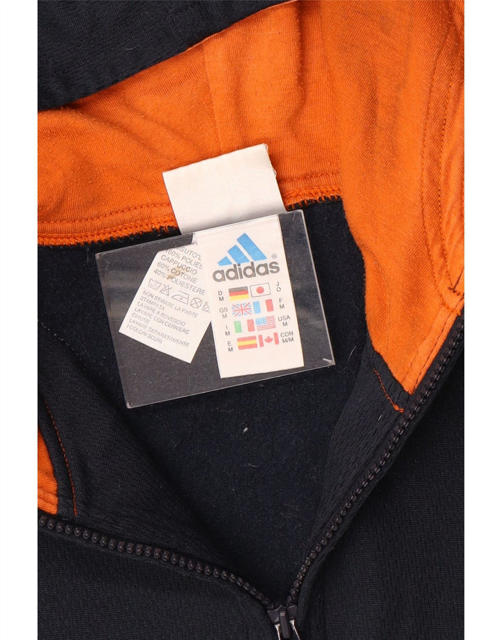 Adidas Hombre Zip Neck Sudadera Con Capucha Jersey Medio Azul Marino Poliéster