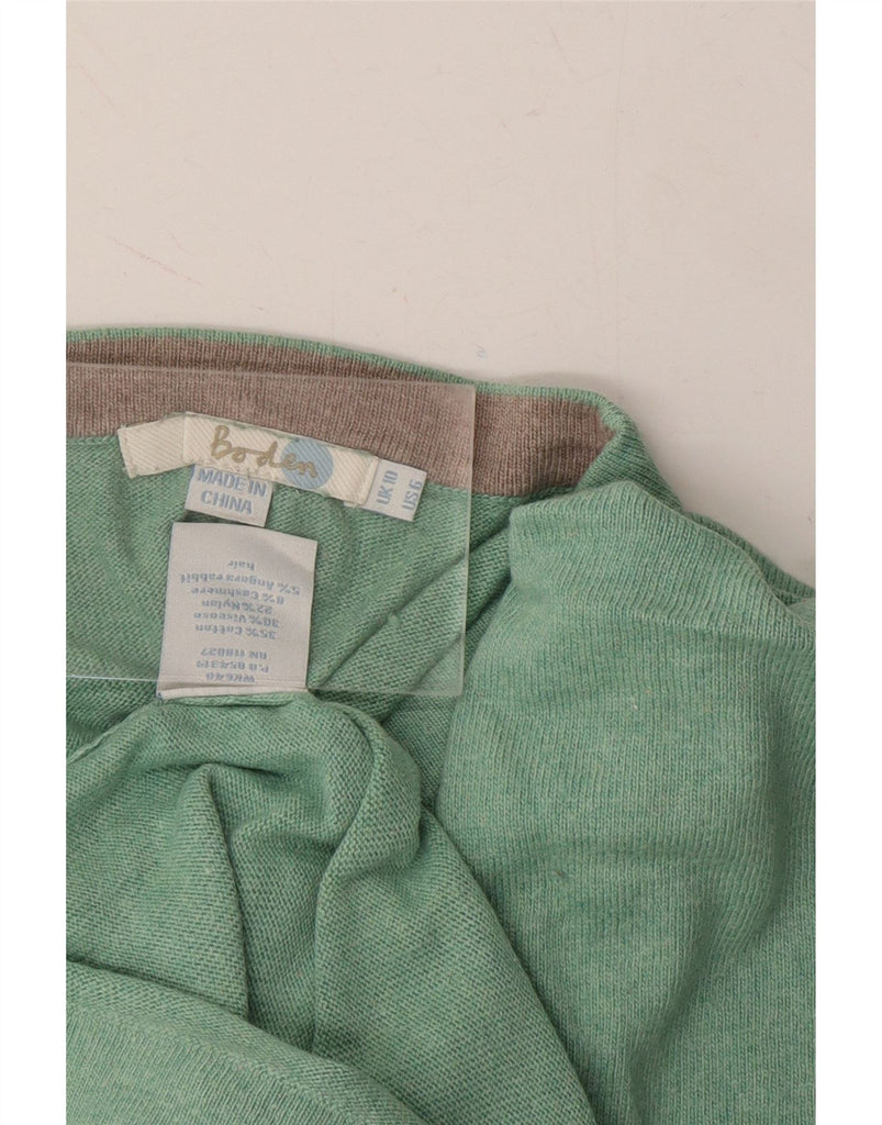 BODEN Womens 3/4 Sleeve V-Neck Jumper Sweater UK 10 Small  Green Cotton Vintage Boden and Second-Hand Boden from Messina Hembry 