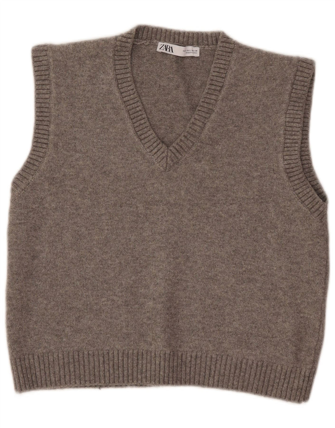 Zara Mujer Crop Vest Tank Top UK 40 Grande Poliéster Gris