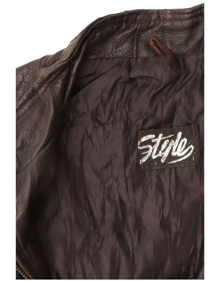 VINTAGE Chaleco de cuero para hombre Reino Unido 42 XL Bloque de color multicolor