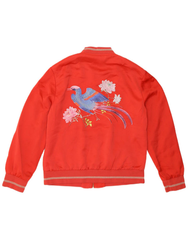 Ted Baker Chaqueta Bomber para Mujer UK 12 Poliéster Floral Rojo Mediano