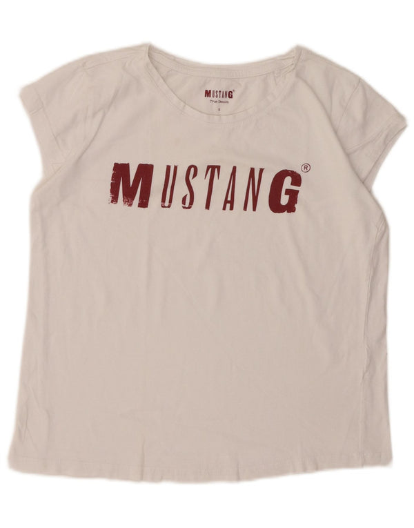 MUSTANG Camiseta corta con gráfico para mujer UK 10 Small White