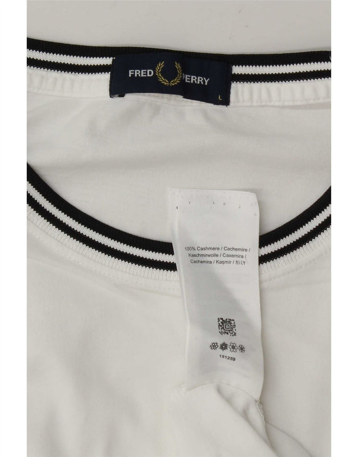 Camiseta Fred Perry Para Hombre Top Grande De Cachemira A Rayas Blancas