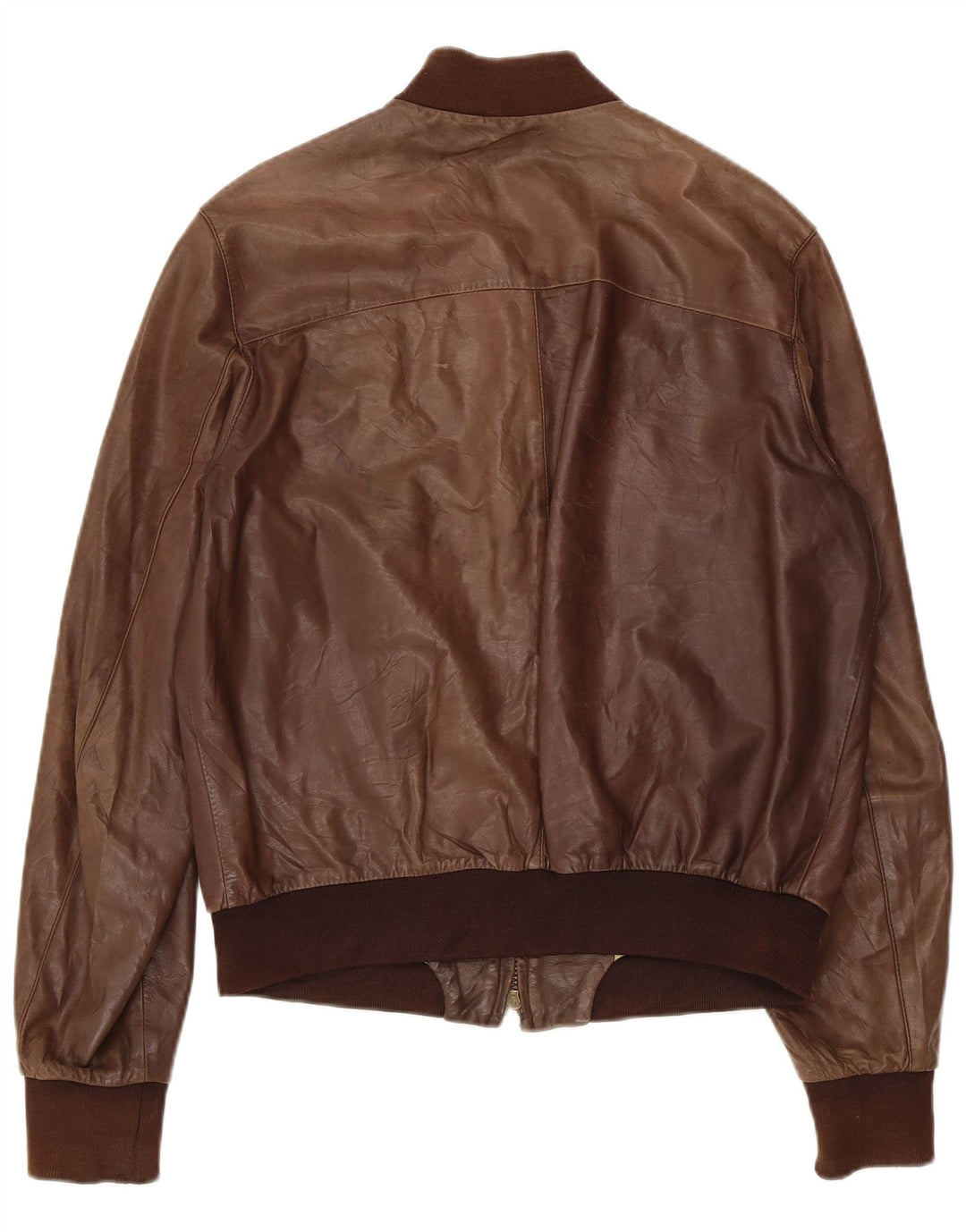 GALLOTTI Chaqueta Bomber de Cuero para Hombre IT 50 Grande Cuero Marrón