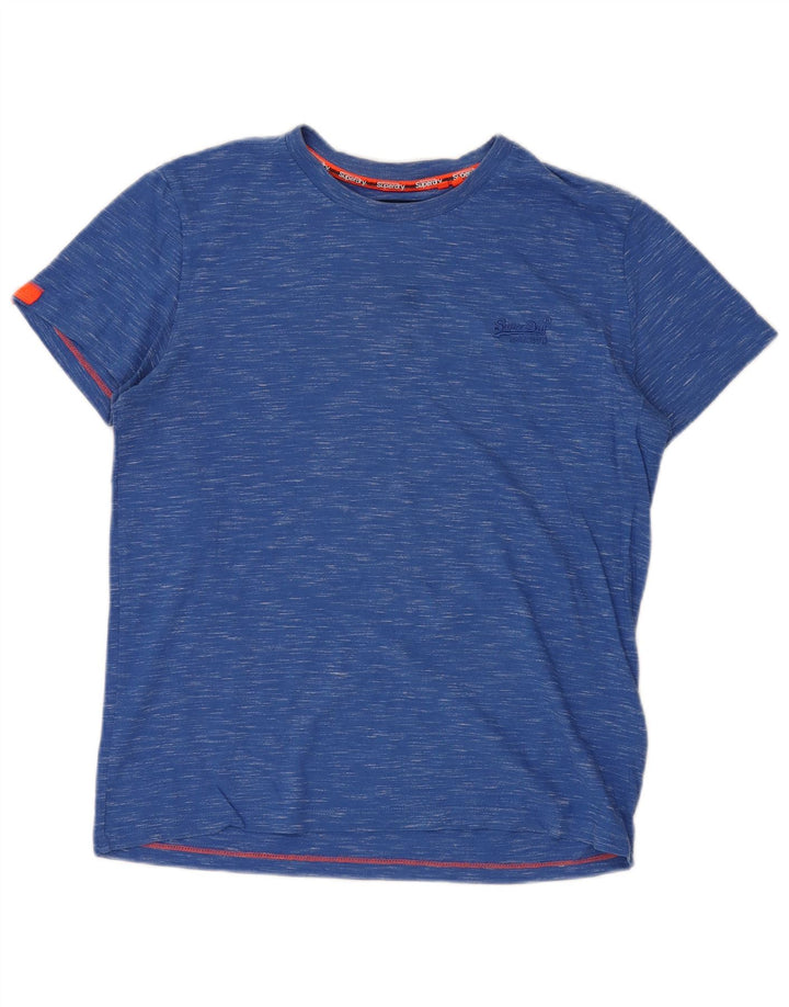 SUPERDRY Camiseta para hombre Top Large de algodón moteado azul