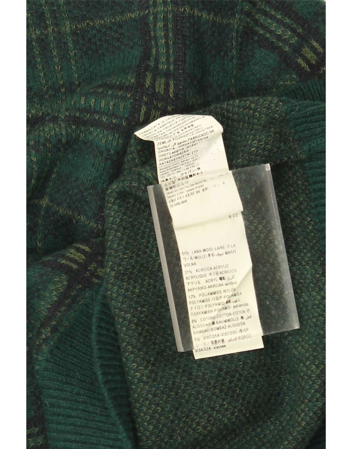 Benetton Jersey De Cuello Redondo Hombre XL Lana A Cuadros Verde