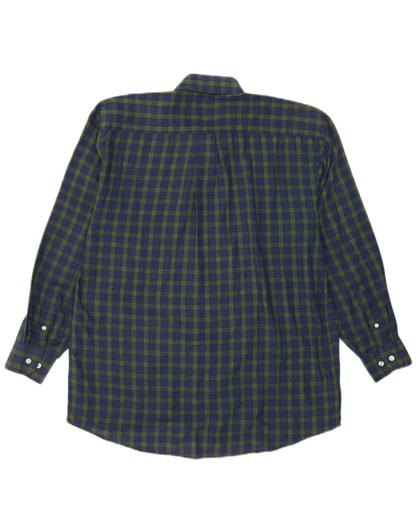 Vintage camisa para hombre grande azul marino cheque