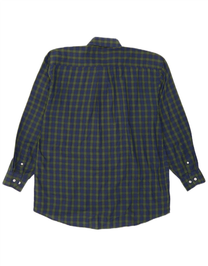 Vintage camisa para hombre grande azul marino cheque