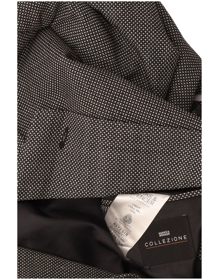 Marks & Spencer Chaqueta tipo blazer de 2 botones para hombre UK 44 XL Lana a cuadros negra