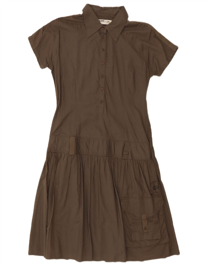 Lee Vestido Cargo A-Line para Mujer UK 44 Algodón Caqui Mediano