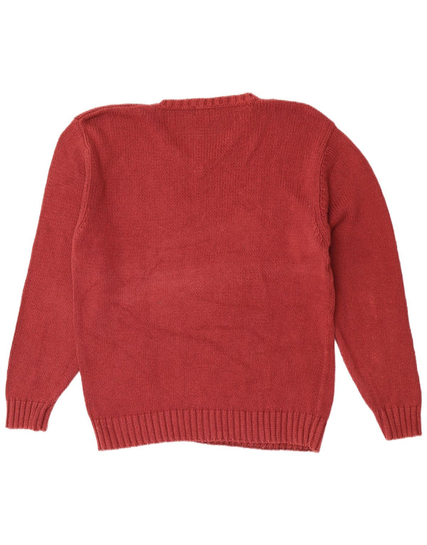 Vintage hombres V-cuello jumper suéter XL algodón granate
