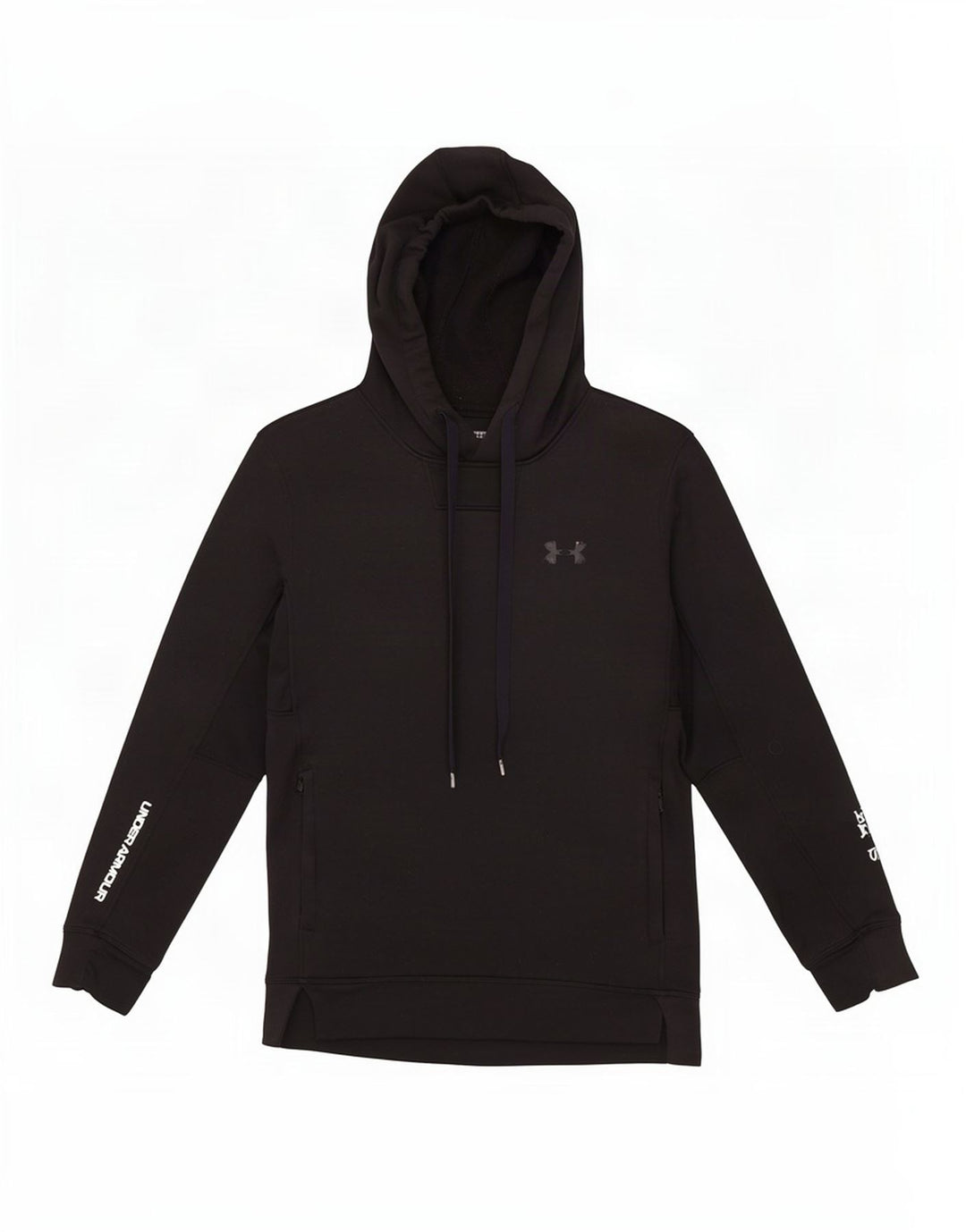 Under Armour Jersey con capucha ajustada para hombre, talla pequeña, poliéster negro