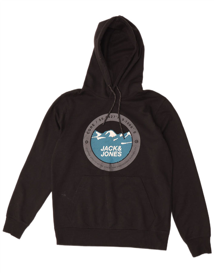 Jack & Jones Hombre Graphic Hoodie Jumper Medium Negro Poliéster