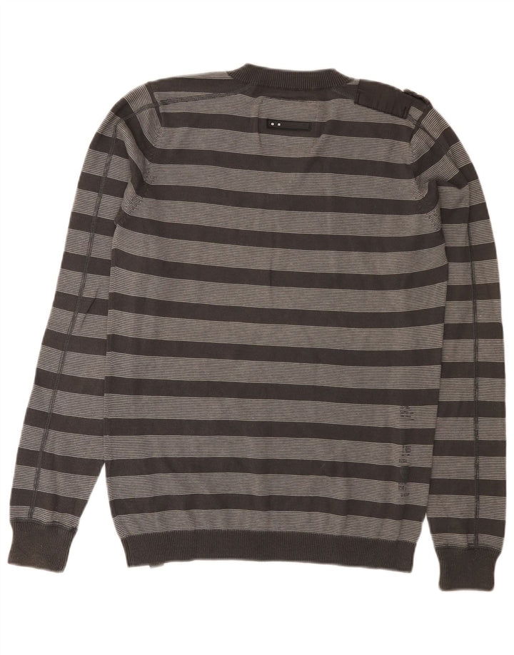 G-Star Hombre Jersey con cuello en V de algodón a rayas gris medio