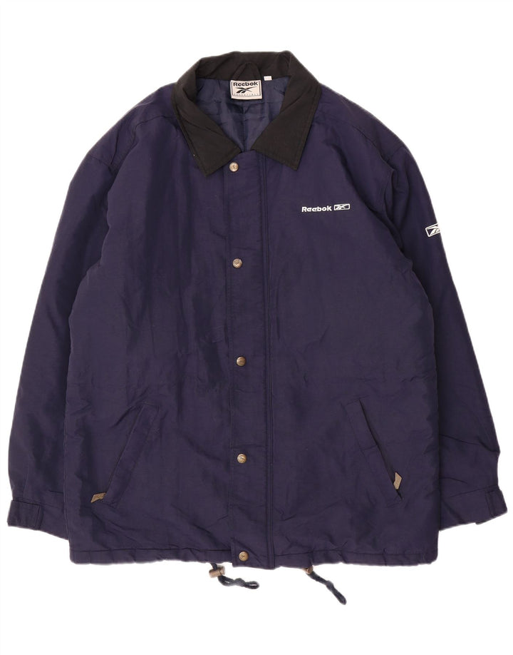 REEBOK Chaqueta cortavientos holgada para hombre UK 36 Small Azul marino Nylon
