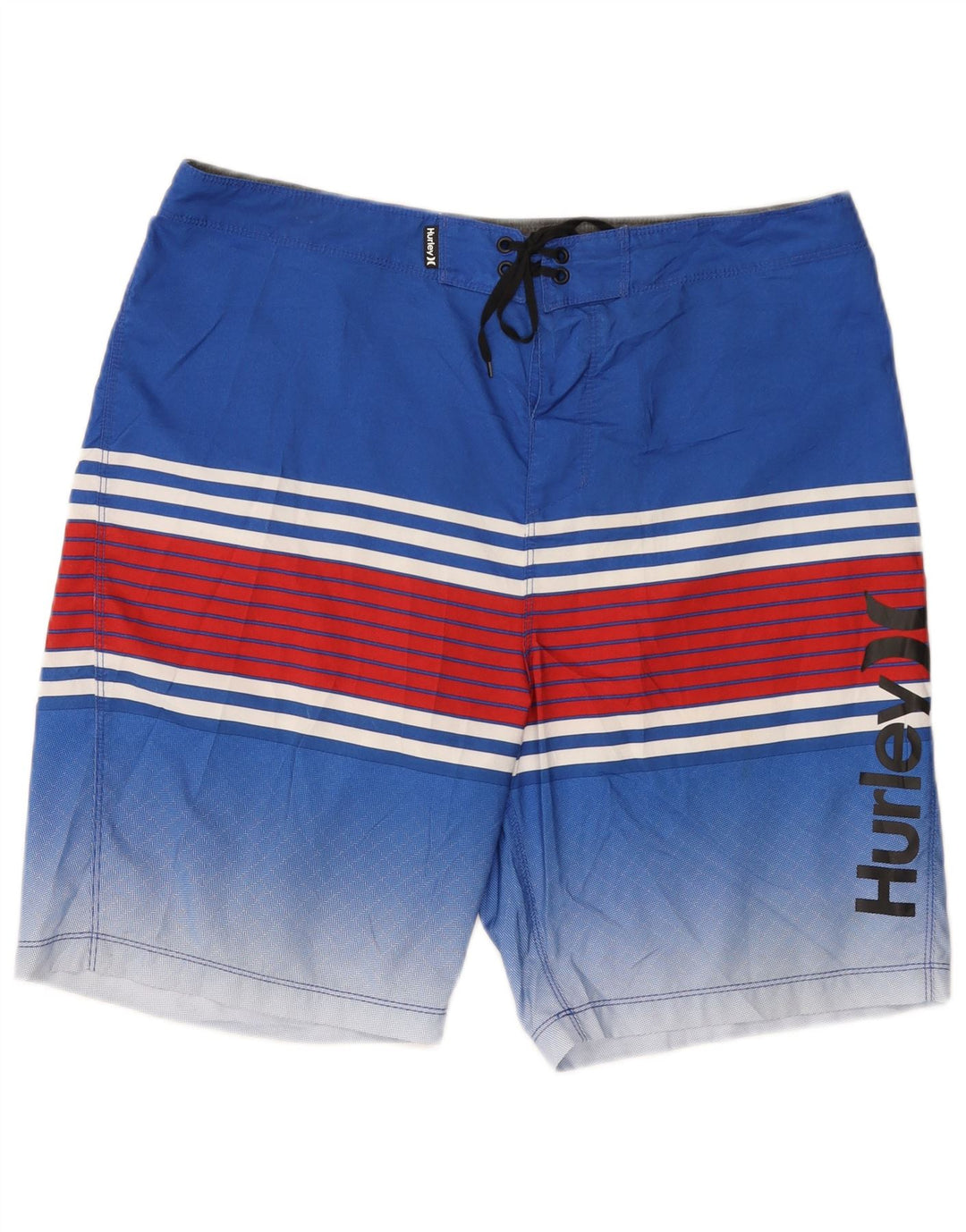 Hurley Bañador con gráfico para hombre, tamaño grande, poliéster a rayas azules
