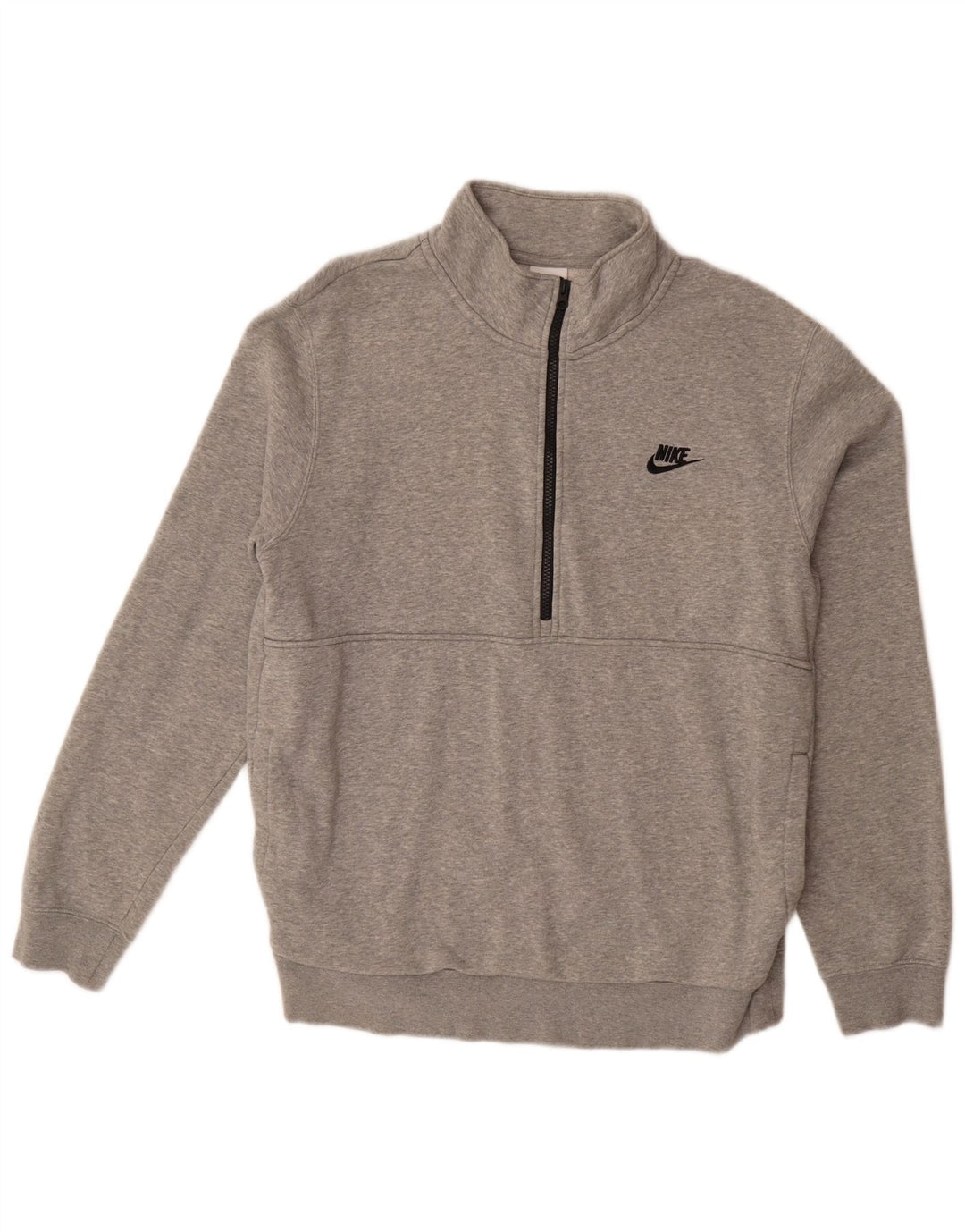 NIKE Hombre Zip Neck Sudadera Jumper Grande Gris Algodón