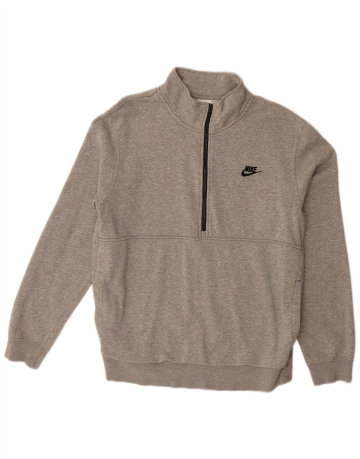 NIKE Hombre Zip Neck Sudadera Jumper Grande Gris Algodón