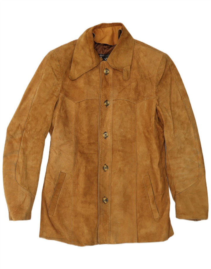 Chaqueta de ante vintage para hombre IT 50 cuero beige medio