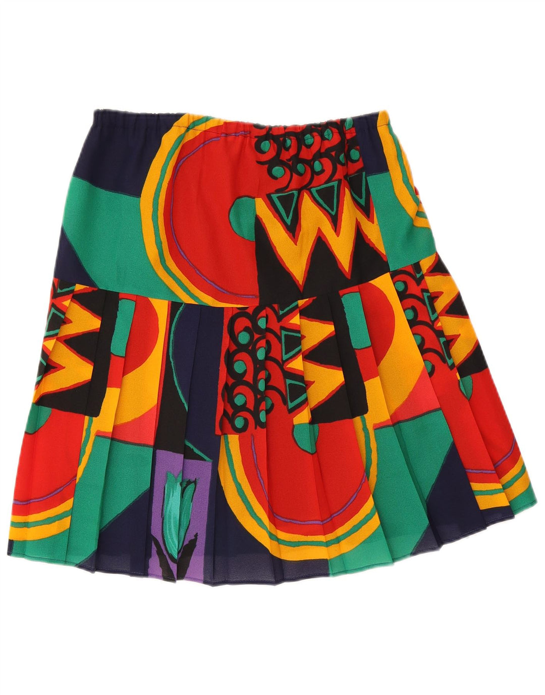 Falda plisada vintage para mujer mediana W30 poliéster geométrico multicolor