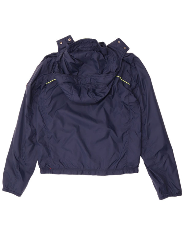 Tommy Hilfiger Chaqueta impermeable con capucha para mujer UK 46 Large Nylon azul marino