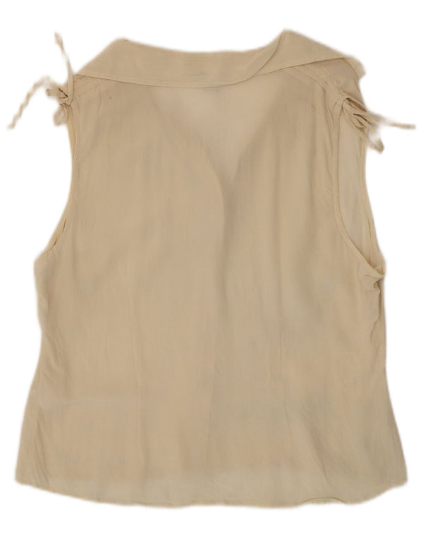 Andrea Mare Blusa sin mangas para mujer UK 44 Large Off White Silk