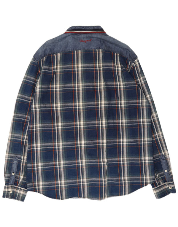 Camisa Desigual Hombre 2XL Azul Marino Cuadros Algodón