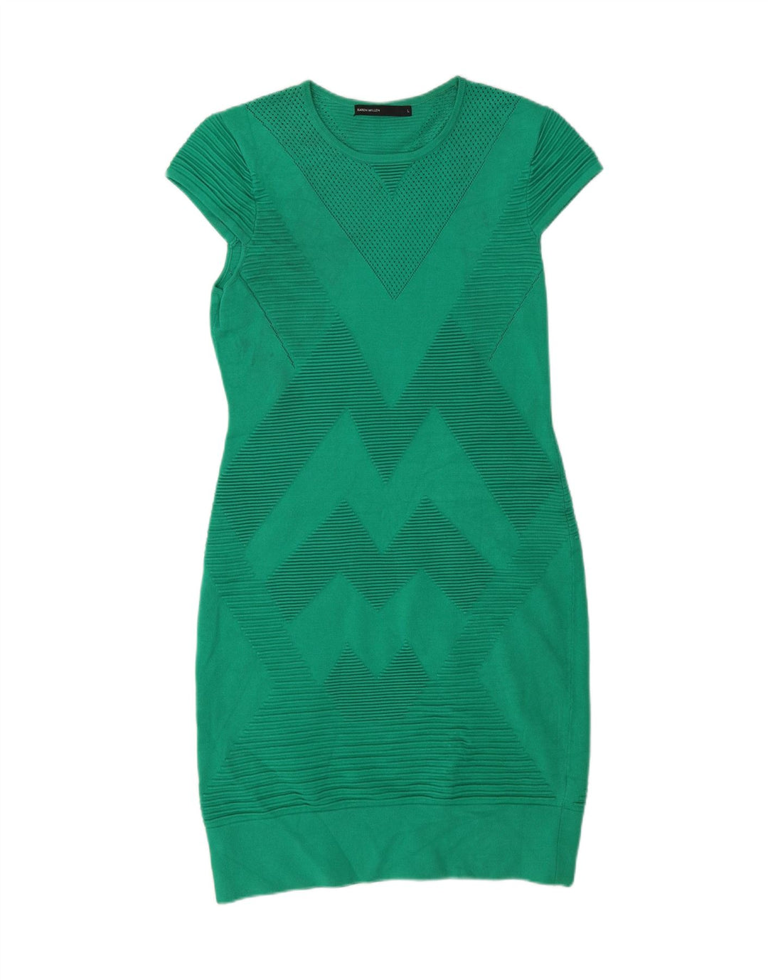 KAREN MILLEN Vestido ajustado para mujer UK 46 Viscosa verde grande Chevron