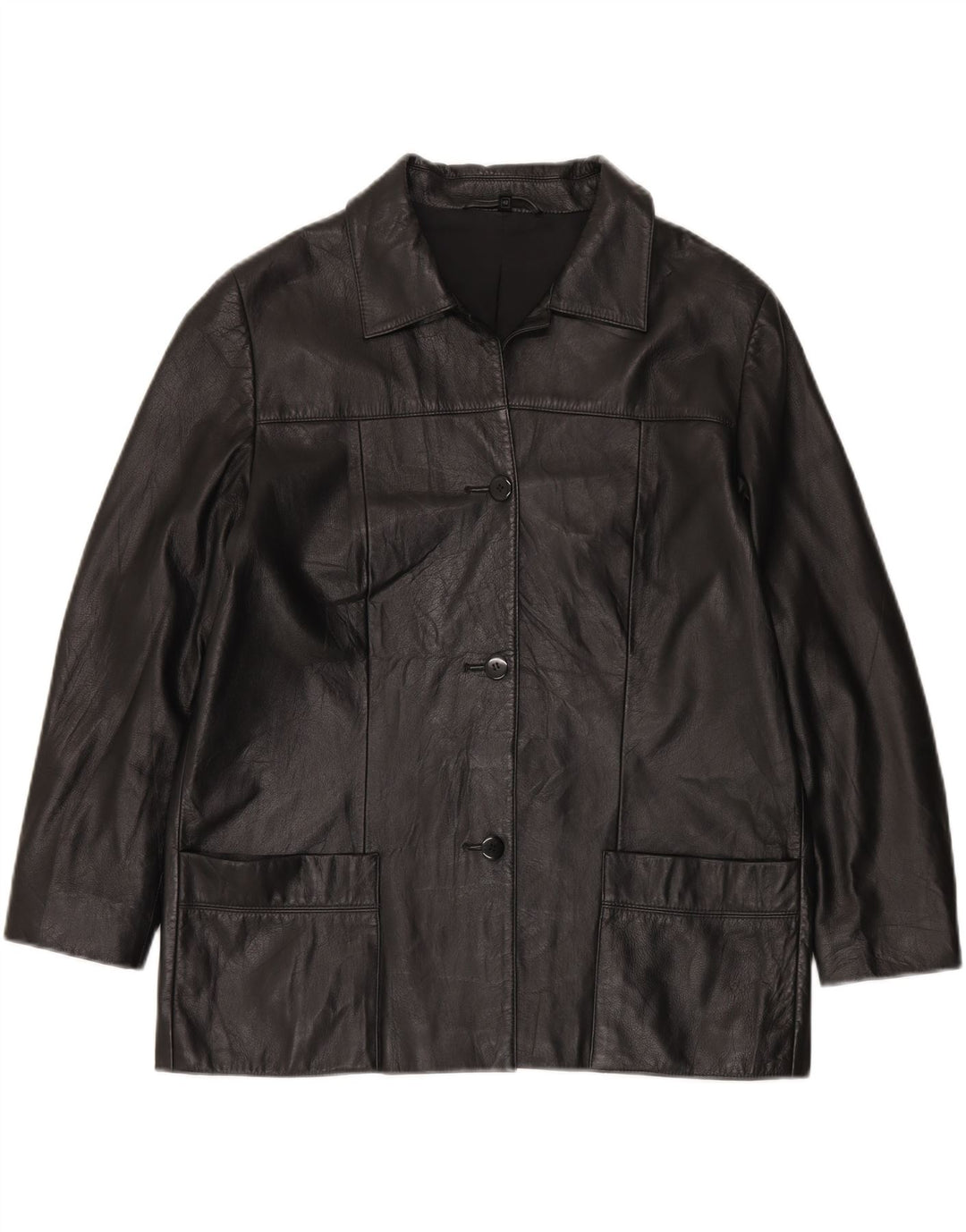 Vintage mujer chaqueta de cuero EU 42 grande negro