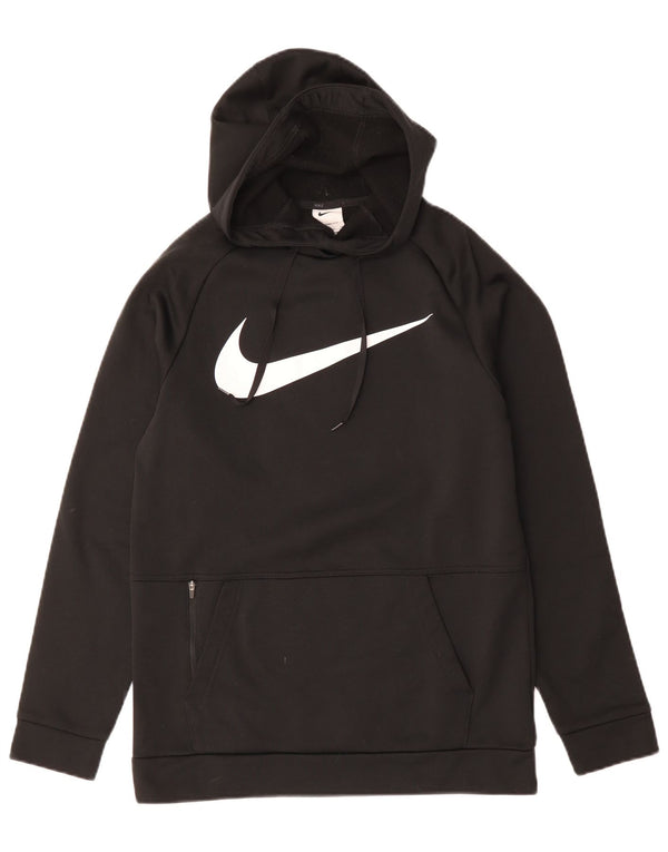 Nike Therma-Fit Graphic Sudadera con capucha para hombre, talla pequeña, poliéster negro