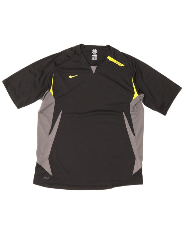 NIKE Mens Fit Dry T-Shirt Top UK 45/47 XL Black Colourblock Polyester