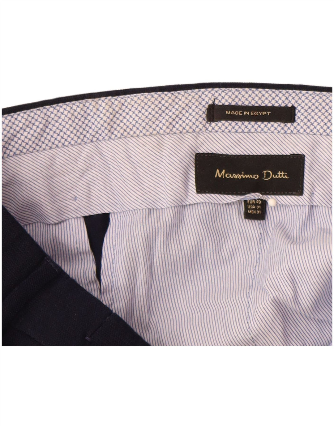 MASSIMO DUTTI Pantalón de traje recto para hombre EU 40 Medium W31 L32 Azul marino