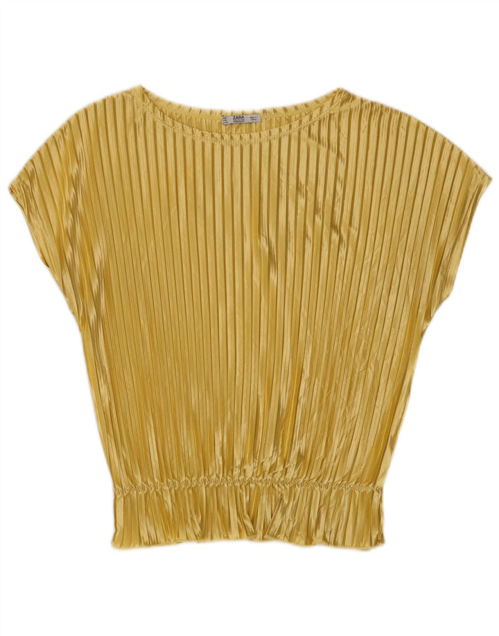 Zara Mujer Blusa Top UK 42 Medio Amarillo