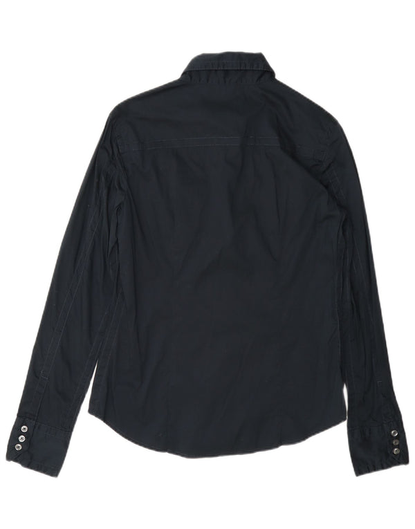 Camisa Benetton Mujer ES 40 Small Azul Marino Algodón