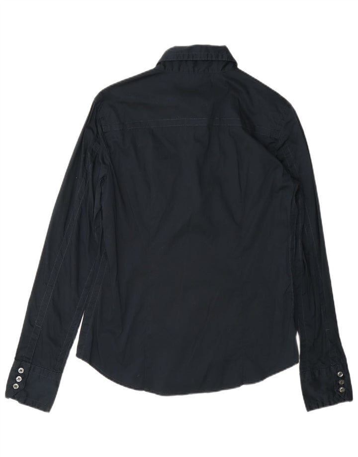 Camisa Benetton Mujer ES 40 Small Azul Marino Algodón
